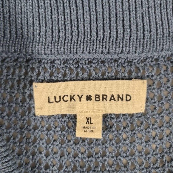 Lucky Brand Knit Short Sleeve Button Up Shirt Men's XL Blue Casual Comfort NWT - Picture 5 of 9